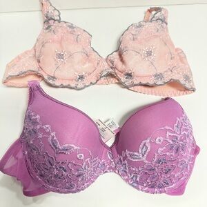 Frederick's of Hollywood Pink and Purple Lace Bras